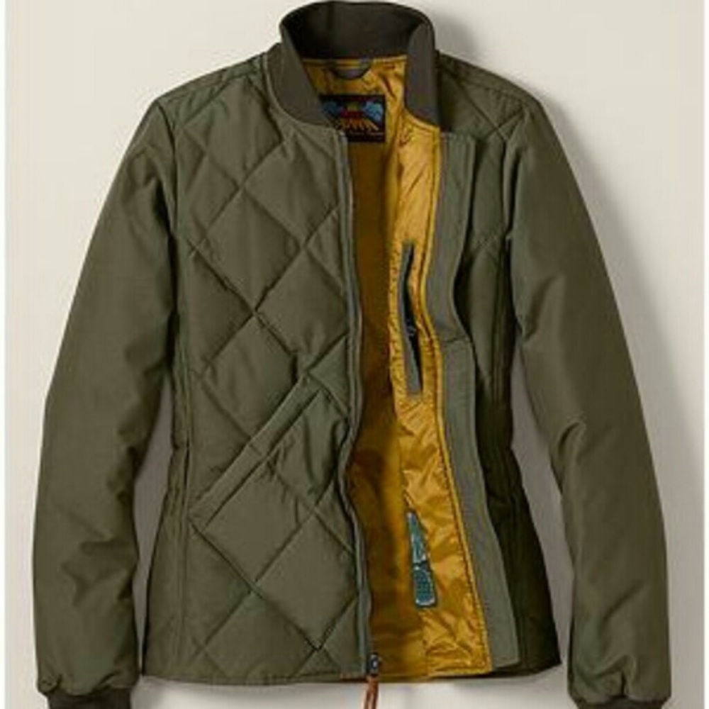 Eddie Bauer quilted skyliner bomber jacket